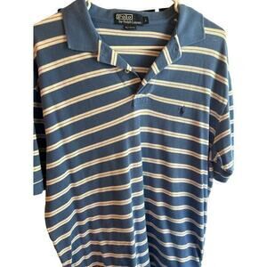 Polo Ralph Lauren  white blue Striper Cotton  shirt Size L‎